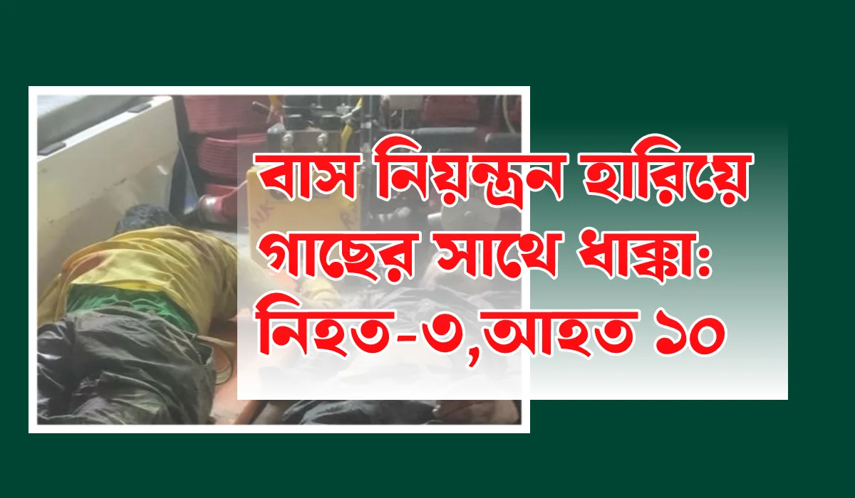 লোহাগাড়ায় বাস নিয়ন্ত্রন হারিয়ে গাছের সাথে ধাক্কা; নিহত ৩,আহত ১০